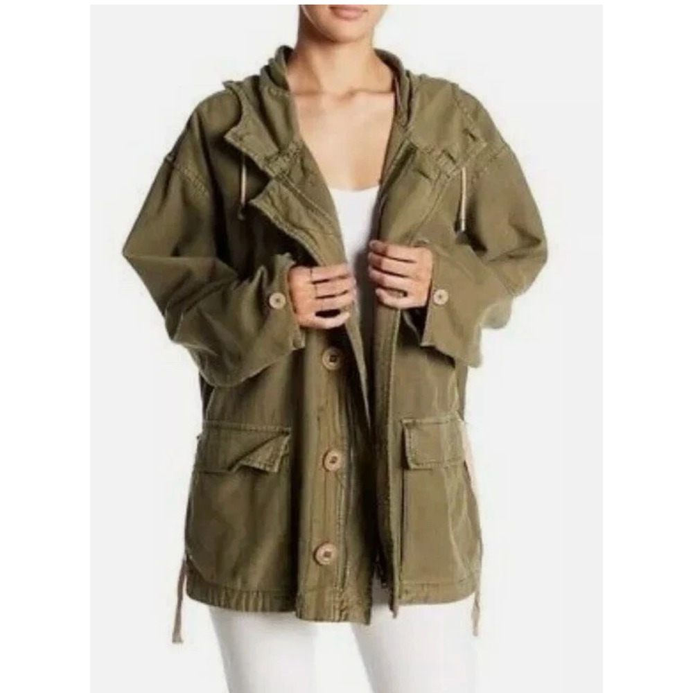 Free People Joshua Tree Utility Jacket Womens M Oversized Cargo Army Military